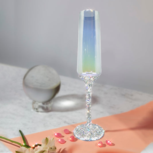 Bling Diamond Champagne Flutes Champagne Glass- Dazzling Diamond Wine Glass- Hammered Goblet Toasting Flute Glass- Champagne Flutes