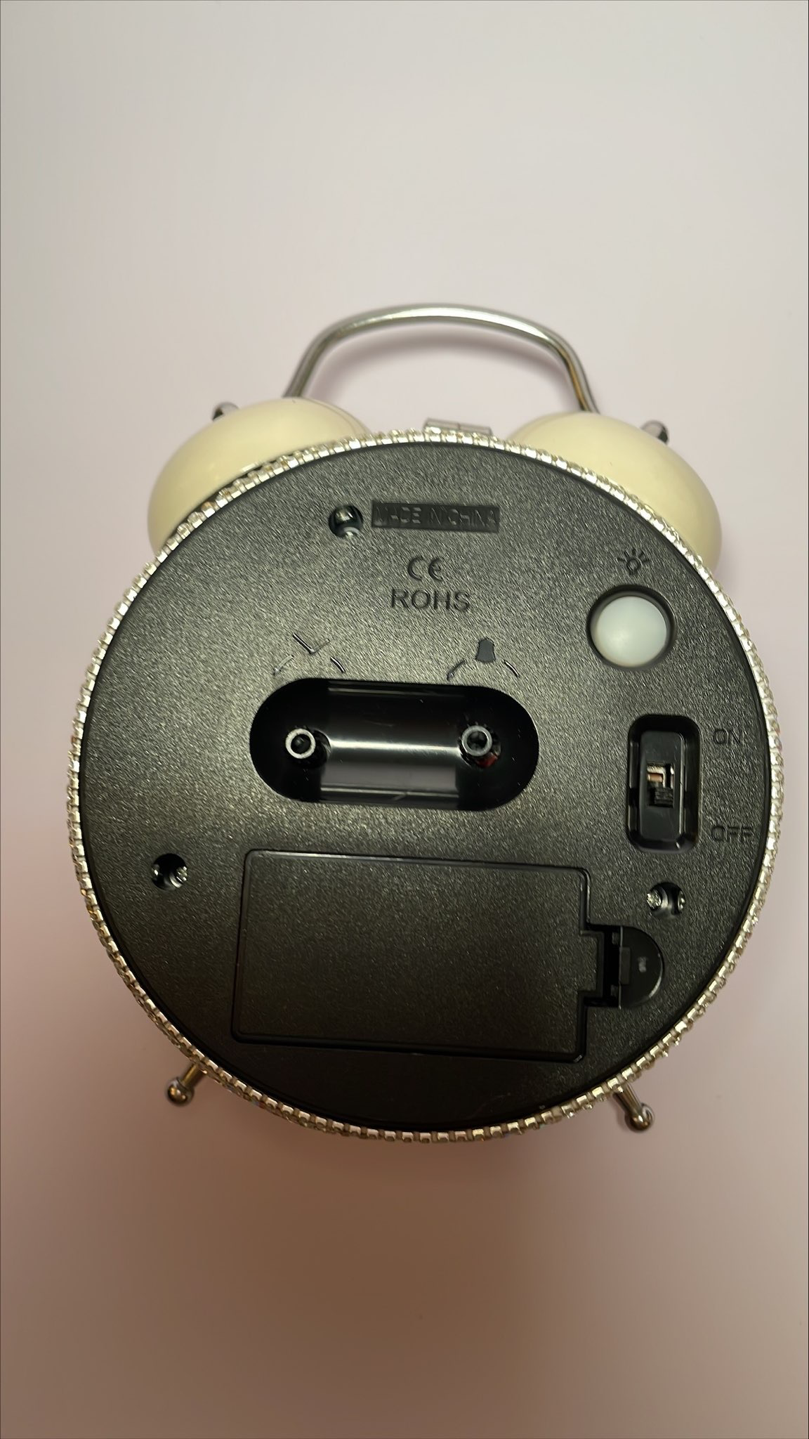 Cute Bling Dazzling Rhinestone Bell Vintage Alarm Clock for Bedroom, Retro Analog Alarm Clock, Effective for Heavy Sleepers