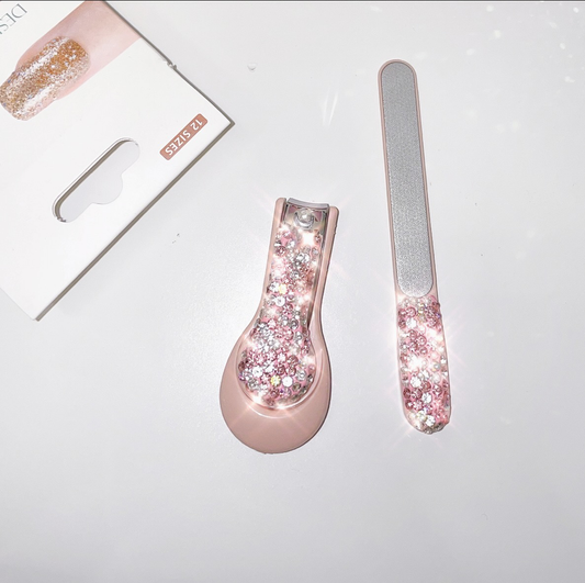 Rhinestone Nail Clipper + File Set