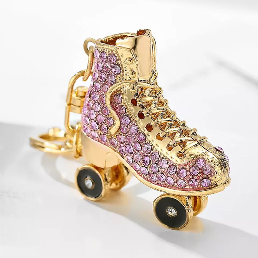 Adorable Bling Rhinestone Rollerskate Keychain Key Pendant Car Key Accessory