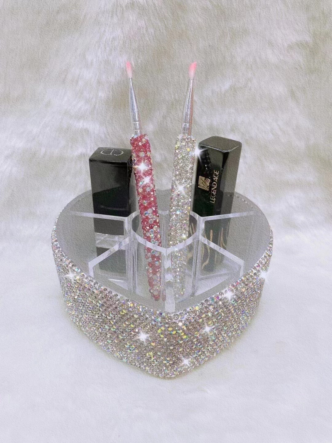 Bling Heart Lipstick Organizer