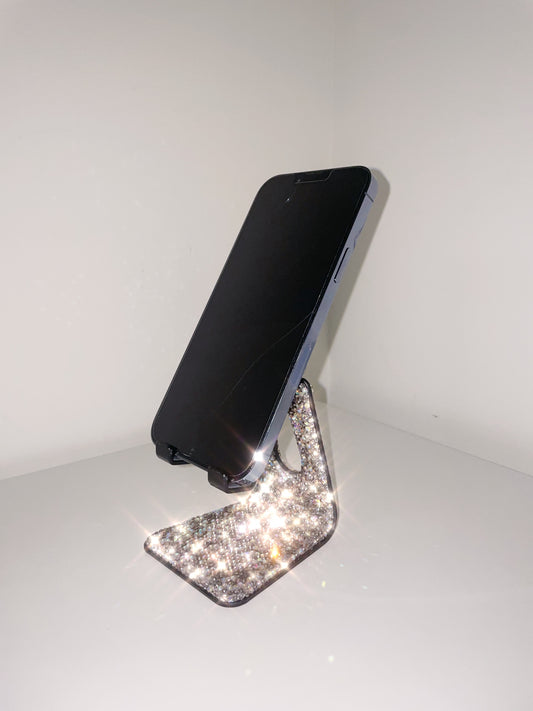 Bling Rhinestone Crystal Adjustable Cell Phone Stand, Phone Holder for Desk, Phone Desktop Holder Stand Compatible with iPhone IPAD Samsung Smart