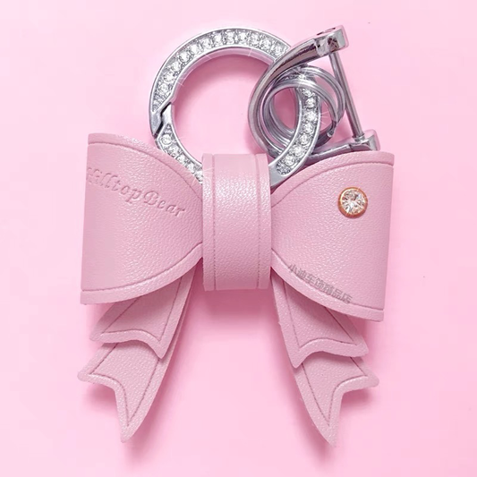 Bling Dazzling Rhinestone Sturdy Bow Leather Keychain Lanyard Strap for Car Key