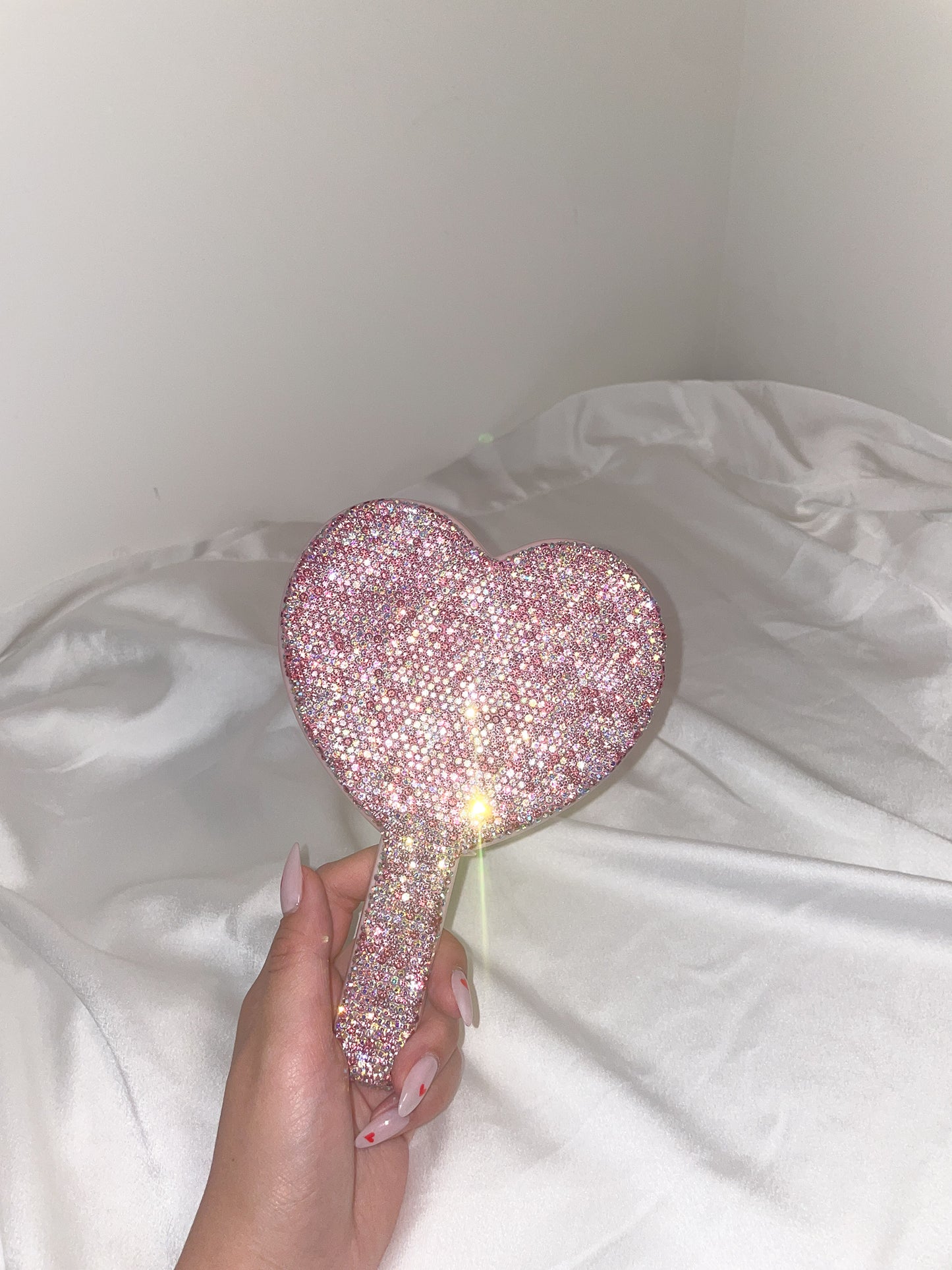 Bling Heart Shaped Hand Mirror