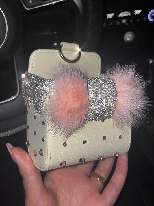 Lovely Cute Ribbon Bowtie & Feather Car Phone Holder Pouch
