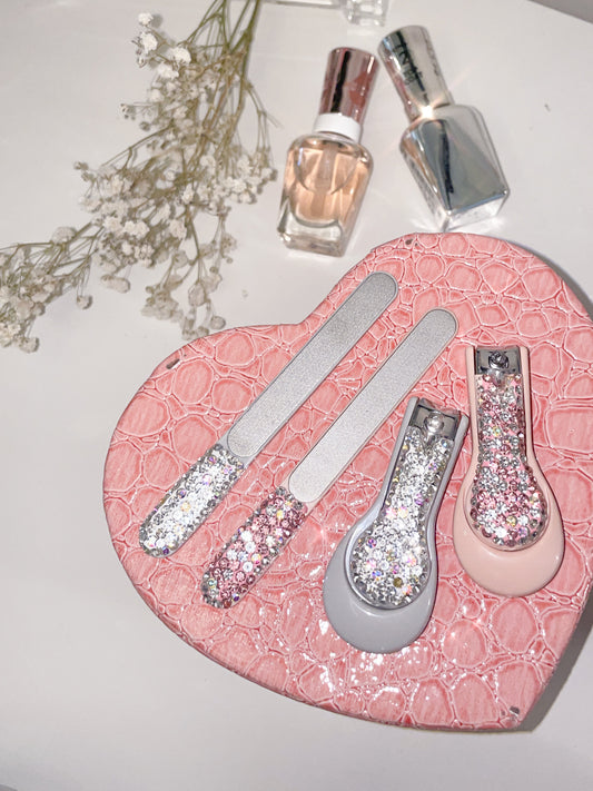 Rhinestone Nail Clipper + File Set
