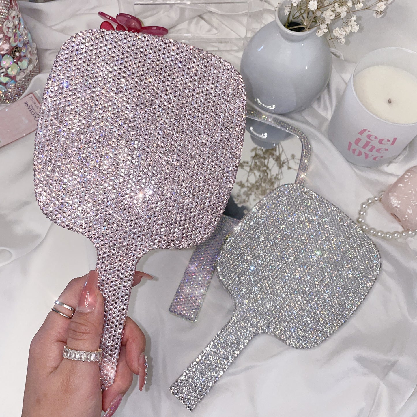 Bling Rectangular Handheld Makeup Mirror
