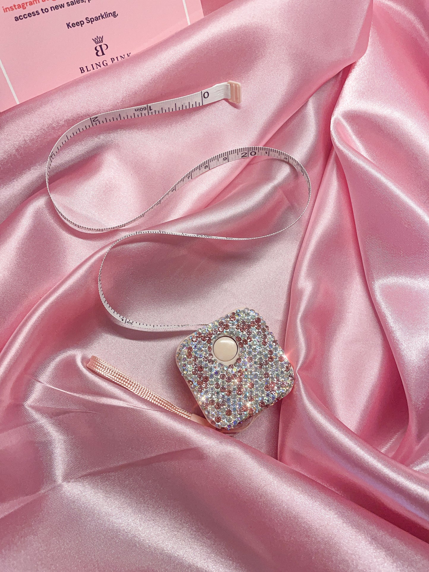 Bling Dazzling Rhinestone Tape Measure Retractable Travel Mini Flexible Measuring Tape Ruler for Fabric, Clothing