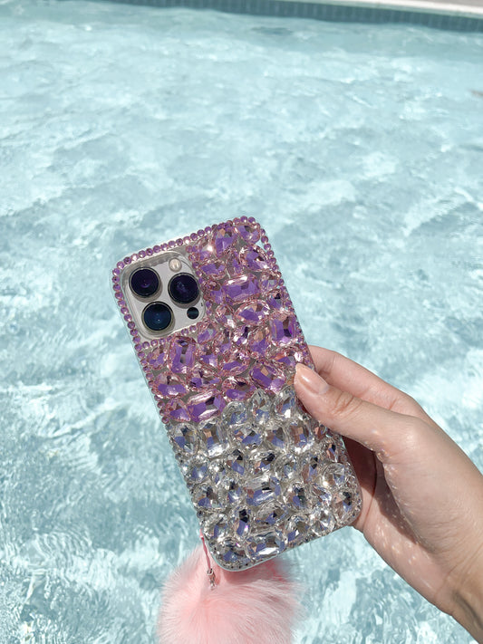 Bling Diamond Two Tone iPhone 12/13 Pro/Pro Max Phone Case with Puff