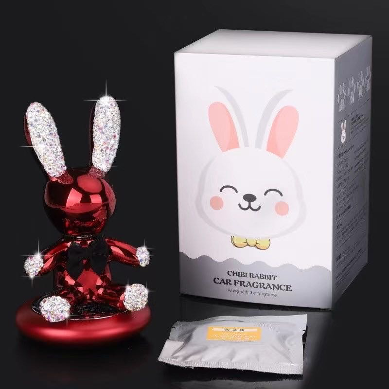 Bling Dazzling Cute Adorable Rhinestone Rabbit Shaking Head Ornaments Perfume Air Freshener Diffuser for Car