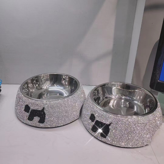 Bling Adorable Dog Cat Animal Pet Food Kibble Bowl Water Bowl