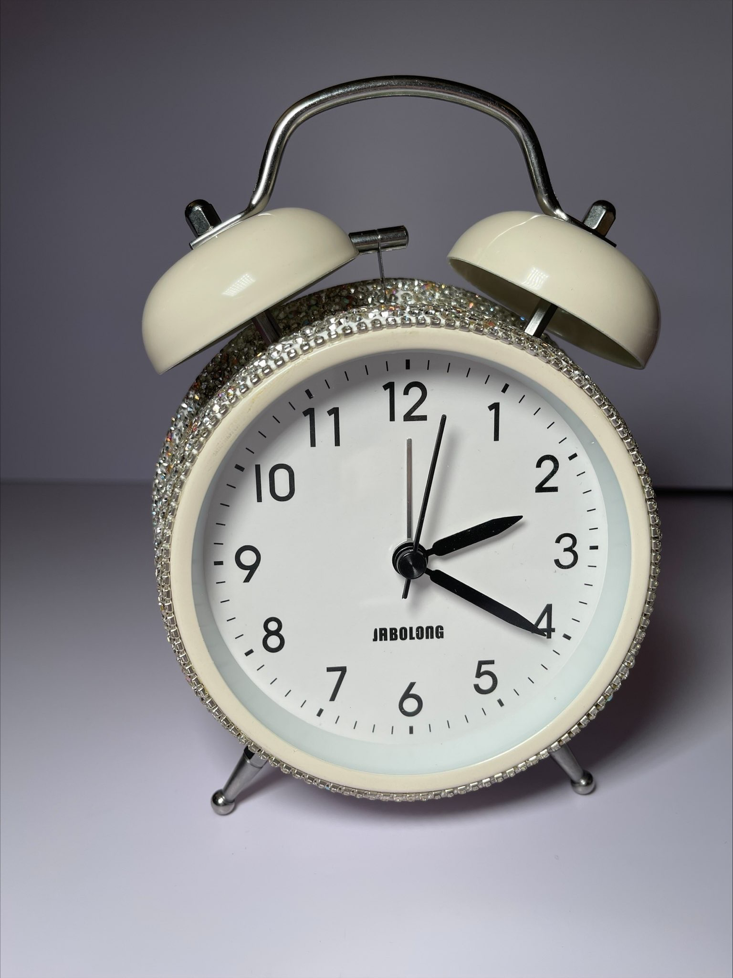 Cute Bling Dazzling Rhinestone Bell Vintage Alarm Clock for Bedroom, Retro Analog Alarm Clock, Effective for Heavy Sleepers