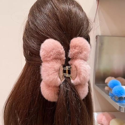 Large Jumbo Sized Fluffy Bubble Hair Claw Clip Hairpin