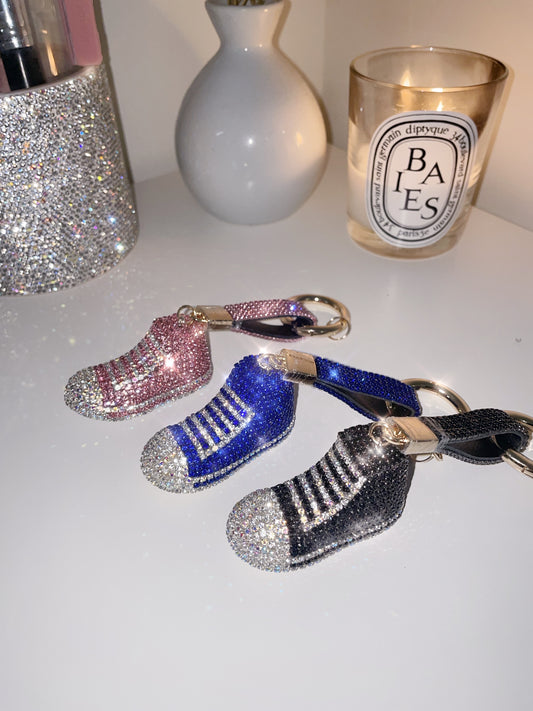 Bling Rhinestone Adorable Sneaker Shoe Keychain Car Key Pendant Accessory with Strap