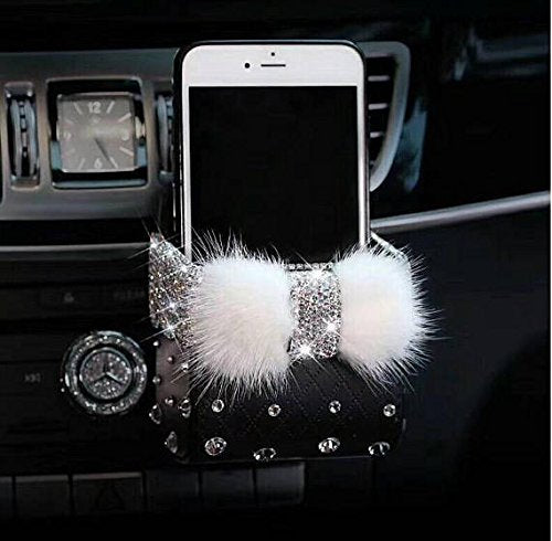 Lovely Cute Ribbon Bowtie & Feather Car Phone Holder Pouch