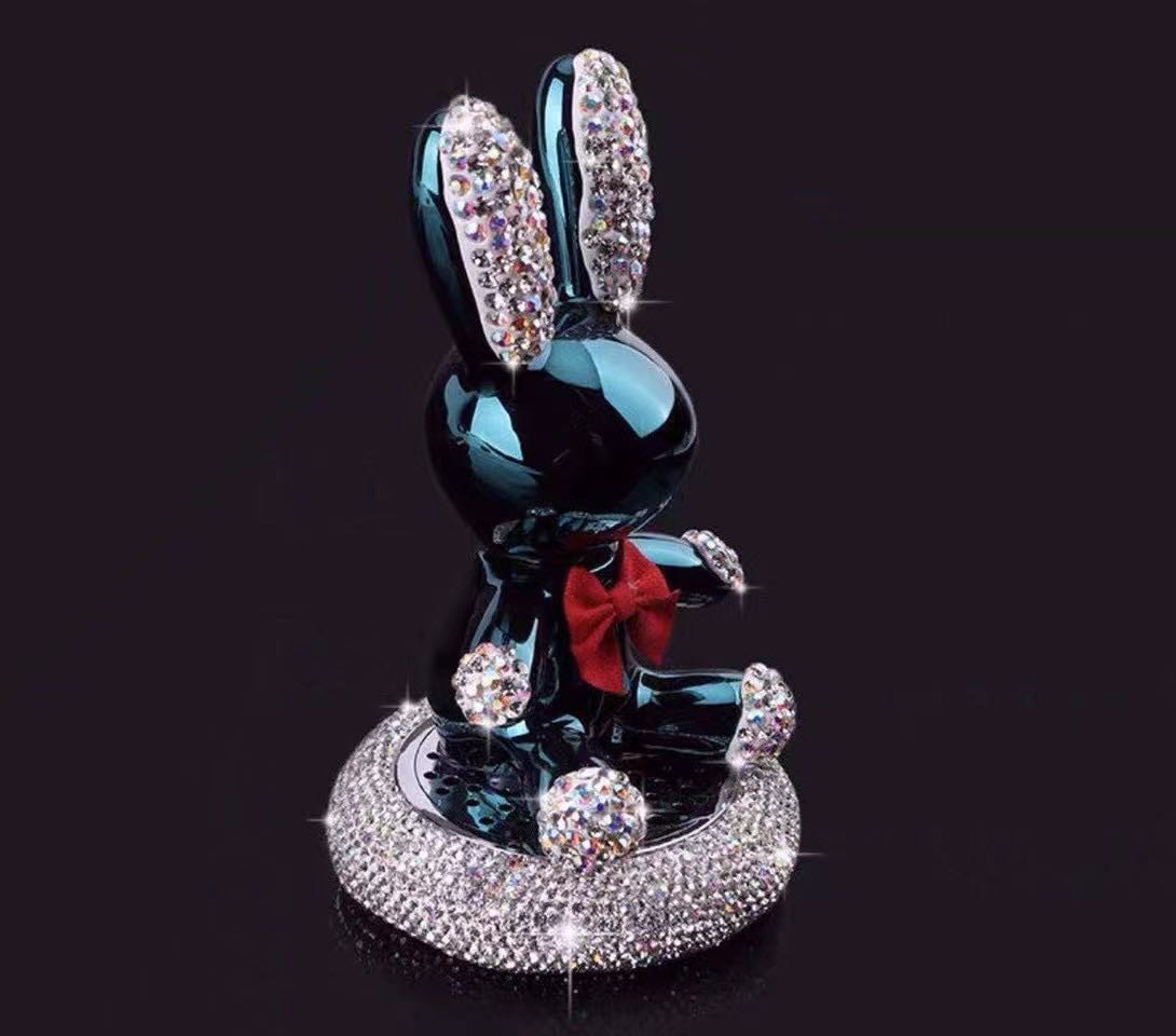 Bling Dazzling Cute Adorable Rhinestone Rabbit Shaking Head Ornaments Perfume Air Freshener Diffuser for Car