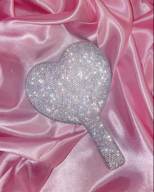 Bling Heart Shaped Hand Mirror