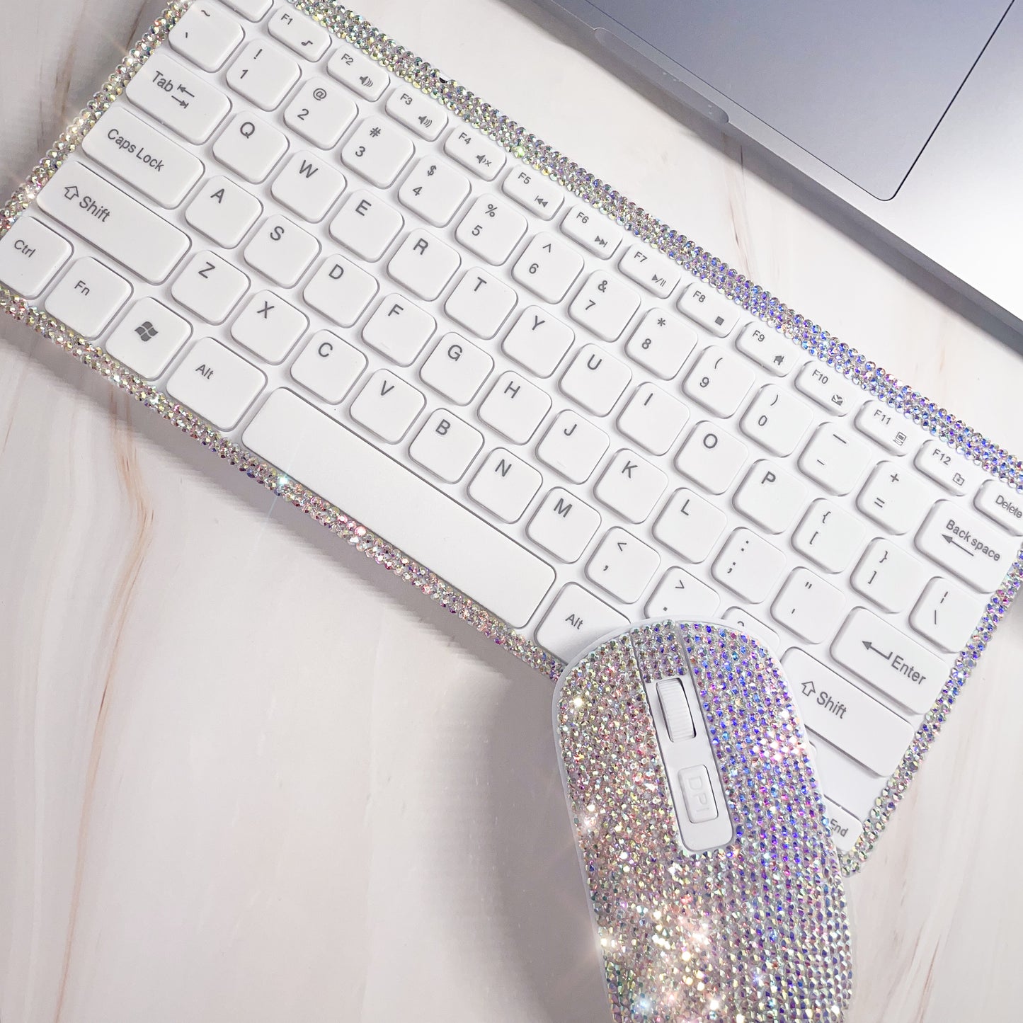 Bling Dazzling Rhinestone Wireless USB Keyboard and Mouse Set, Compatible with All