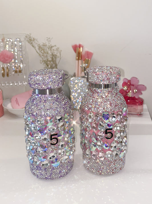 Bling Crystal Reusable Stainless Steel Water Bottle Tumbler in Pink, Purple, White, Red