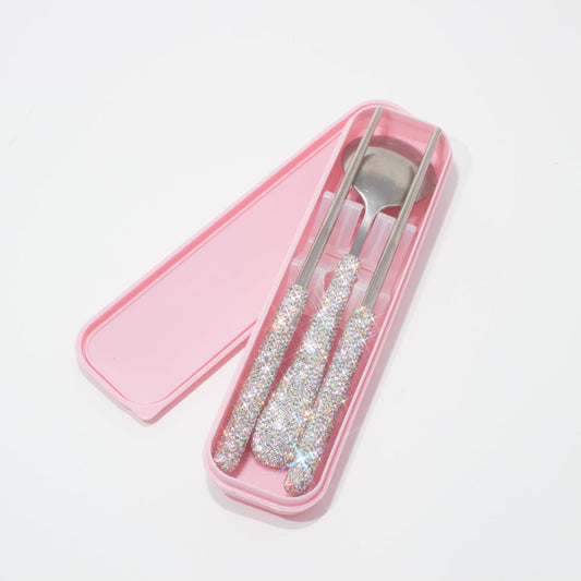 Crystal Utensils Travel Set (2PC: Spoon+Chopsticks with Case and Pouch)